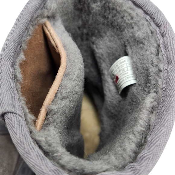 UGG I Heart Rock 'N Roll Grey Printed Hearts Black Studded Pull-On Short Boots - Picture 9 of 15